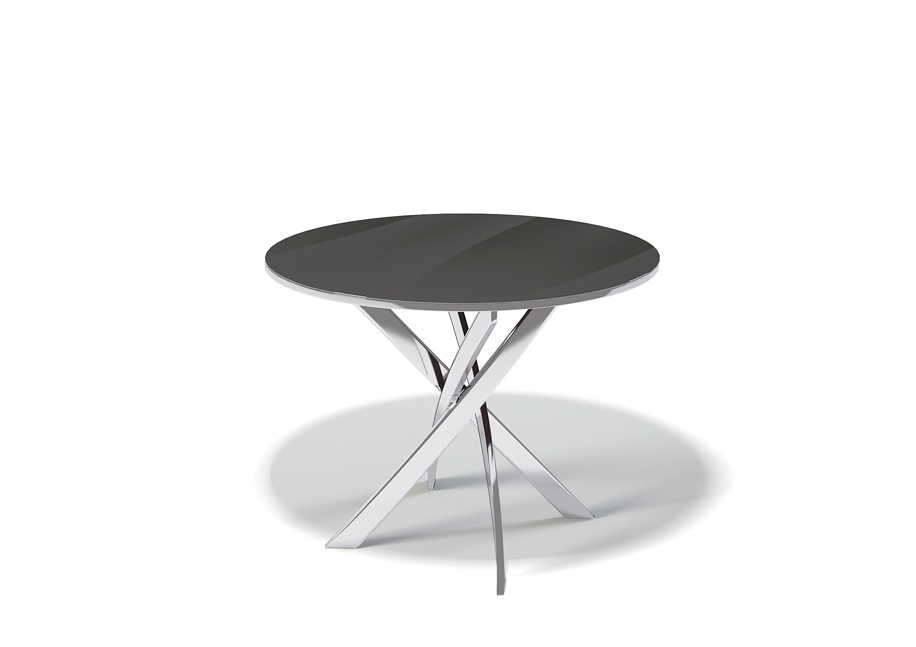 Фото Стеклянные столы, Стол обеденный Kenner R1000 хром/стекло чёрное. Купить с доставкой