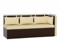 Кухонный диван «Метро с углом» бежево-коричневый белый от компании «Фран мебель» – 1 фото