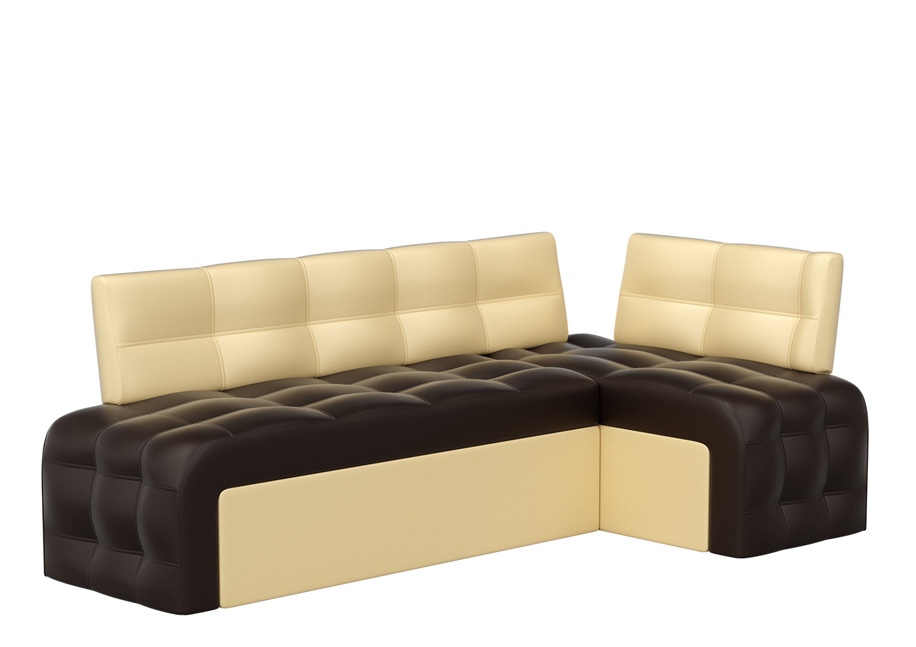 Кухонный диван «Угловой Люксор» коричнево-бежевый белый от компании «Фран мебель» – 1 фото