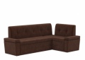 Кухонный угловой диван «Деметра» коричневый вельвет белый от компании «Фран мебель» – 1 фото