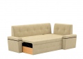 Кухонный угловой диван «Деметра» бежевый вельвет белый от компании «Фран мебель» – 2 фото