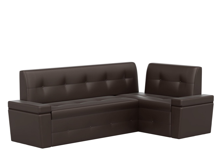 Кухонный угловой диван «Деметра» коричневый белый от компании «Фран мебель» – 1 фото