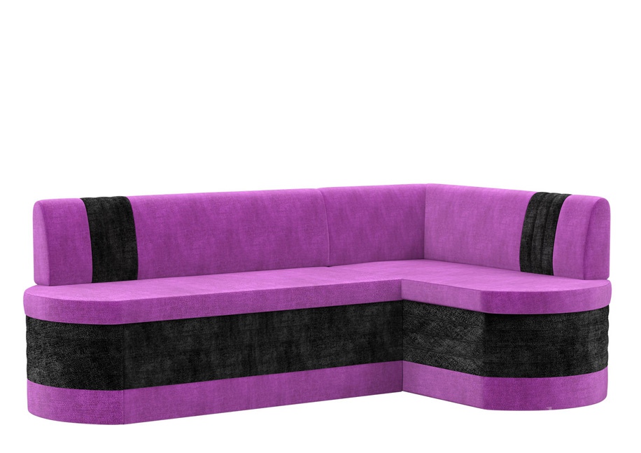 Кухонный угловой диван «Токио» черно-фиолетовый вельвет белый от компании «Фран мебель» – 1 фото