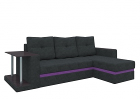 Угловой диван «Атланта М» черный вельвет