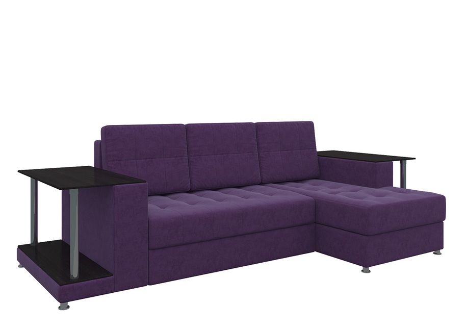 Угловой диван «Даллас» фиолетовый вельвет белый от компании «Фран мебель» – 1 фото
